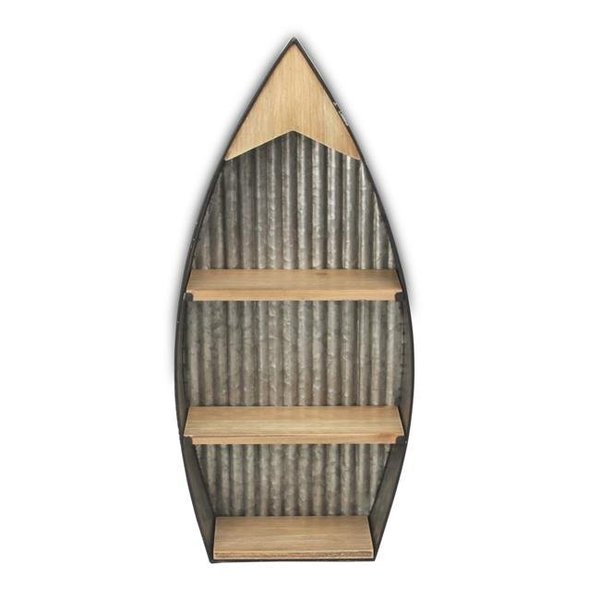 Cheungs Cheungs 5415 Ribbed Metal Wall Hanging Boat with Wood Shelves 5415